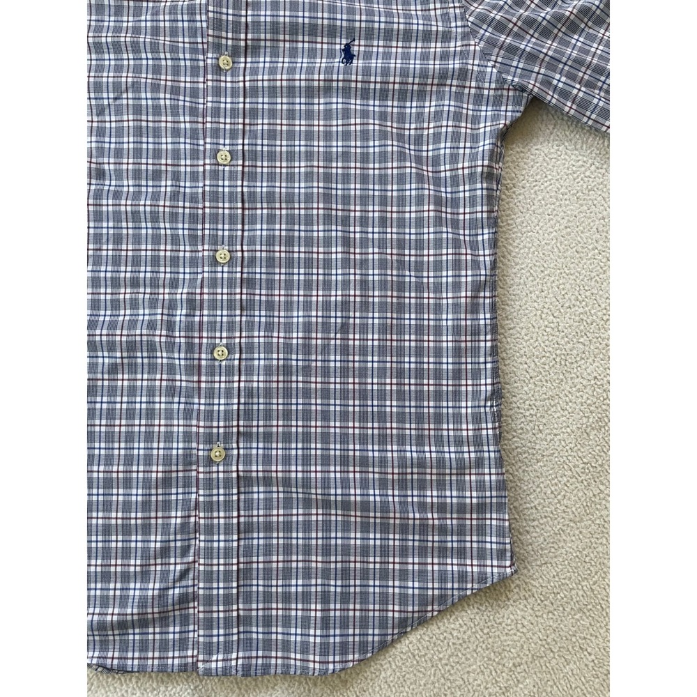 Ralph Lauren Mens Small Button Down Shirt Blue Plaid Slim Fit Performance Preppy - Picture 9 of 16